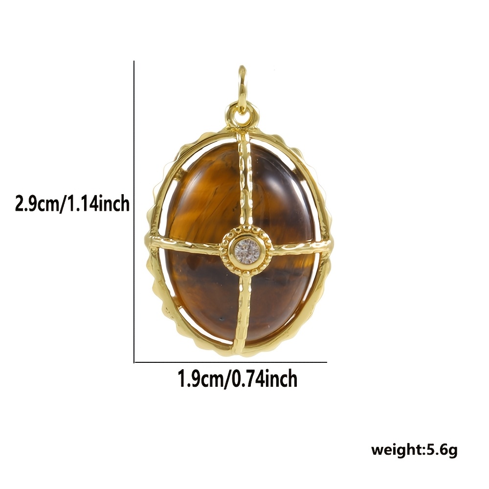 Copper Natural Stone Square Oval Pendant DIY Bracelet Necklace